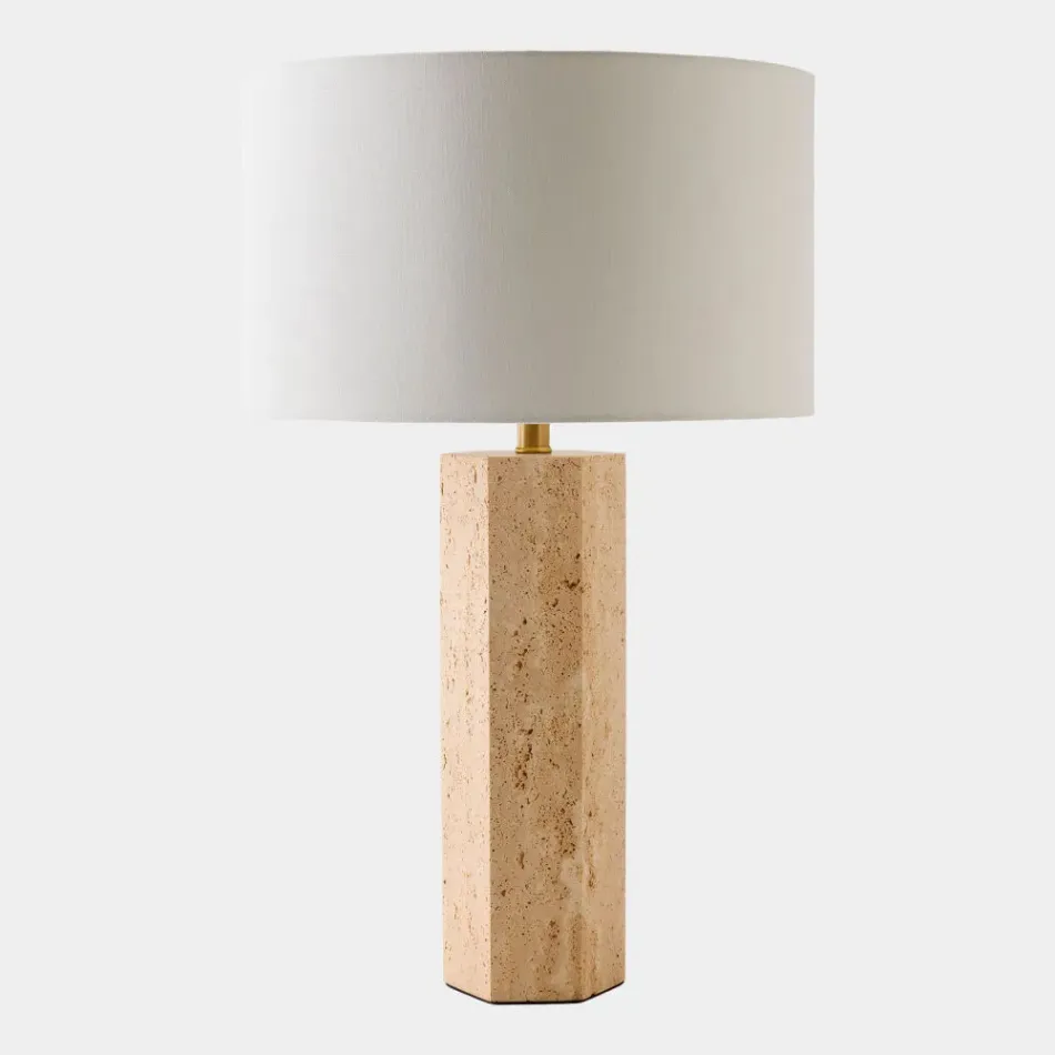 Viola Travertine Carved Lamp