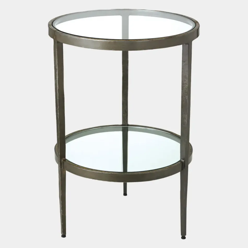 Laforge Braised Brass Two-Tier Side Table