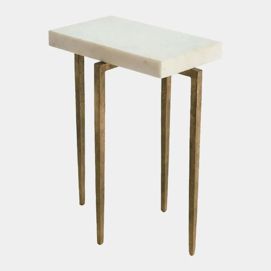 Laforge Antique Gold/White Marble Accent Table