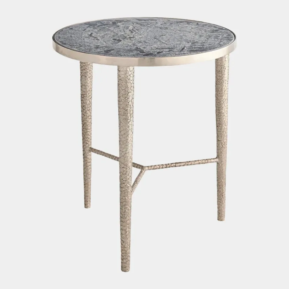 Kelly Antique Nickel-Gray Hammered End Table