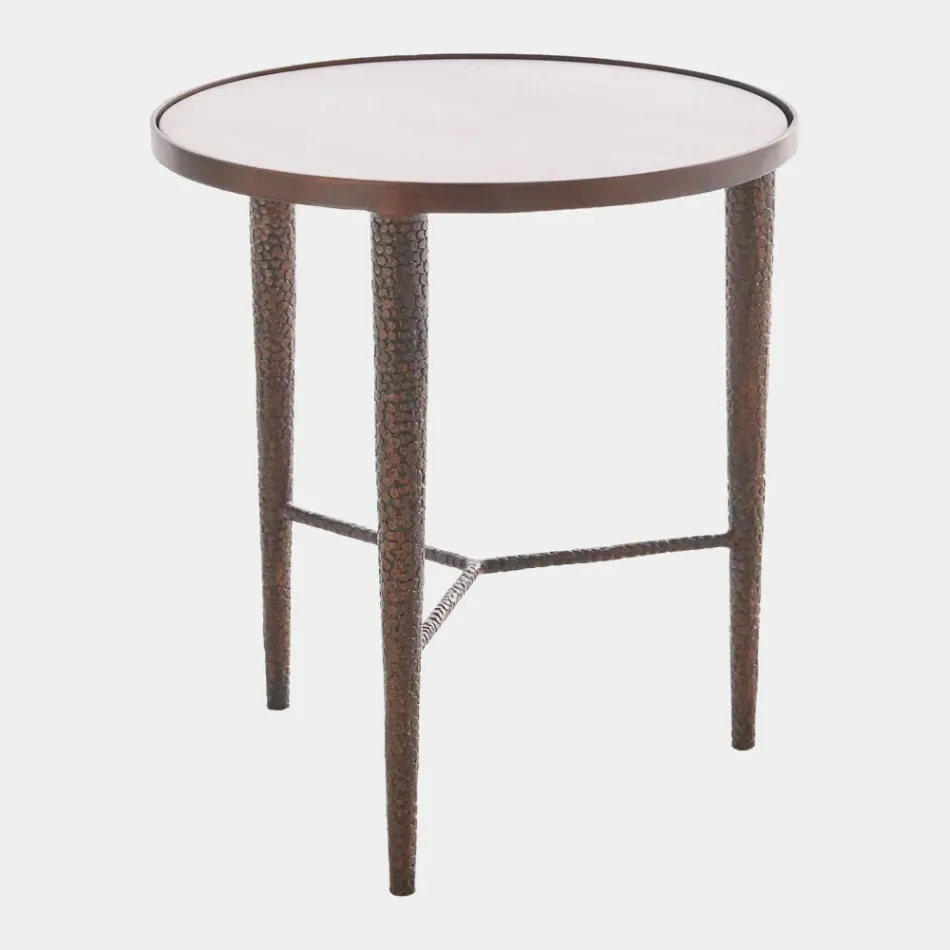 Kelly Bronze with White Marble Hammered End Table
