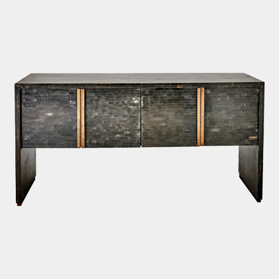 Bjorn Black/Antique Brass Horn Inlay Console