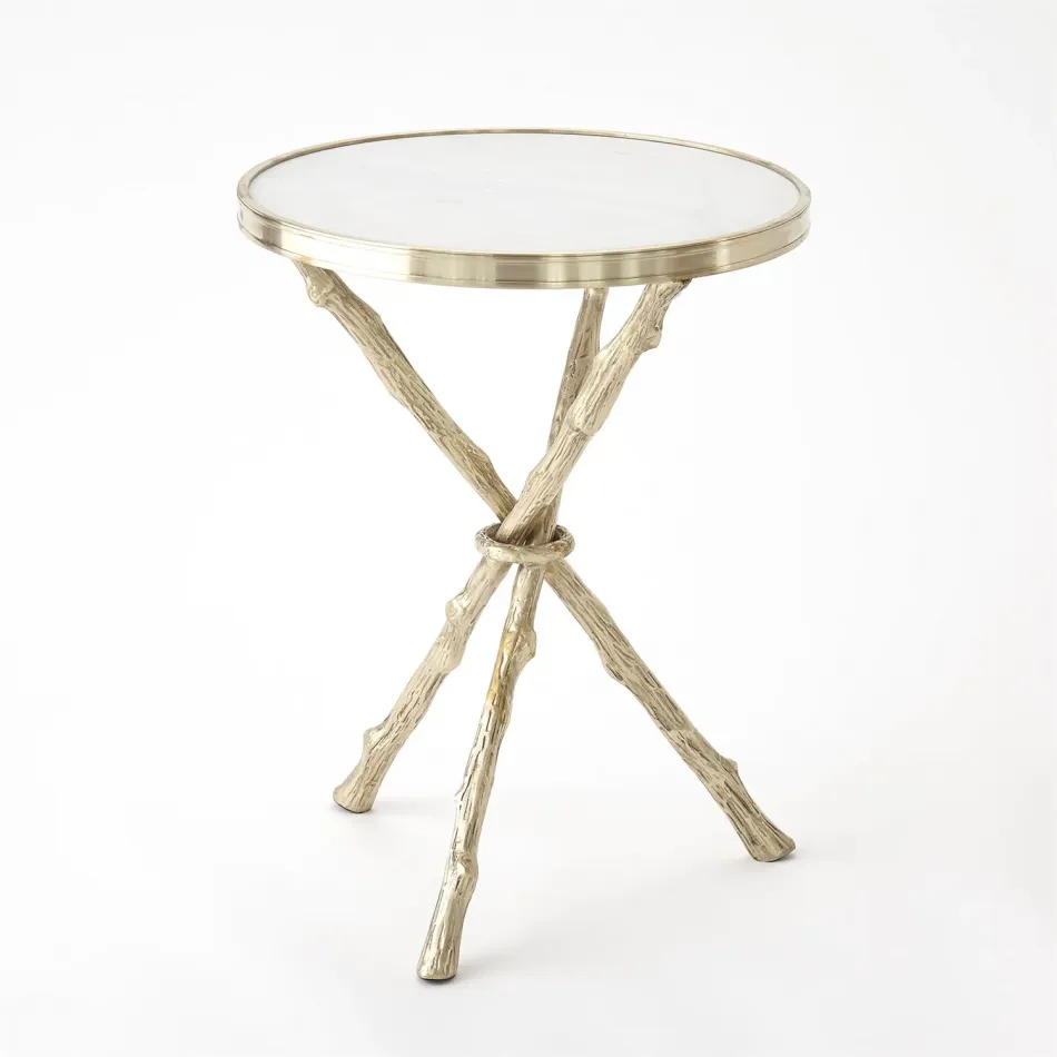 Twig Table Brass/White Marble