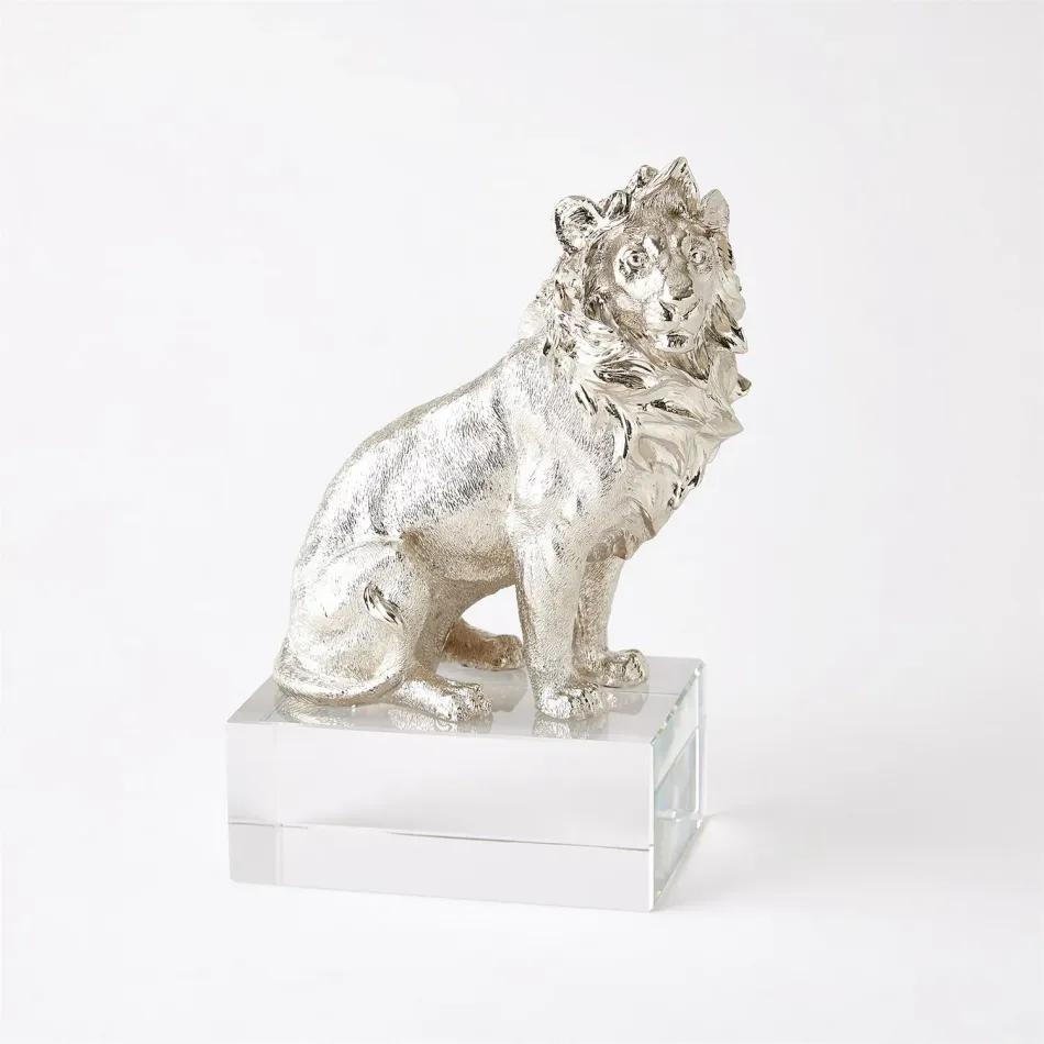 Lion Sculpture - Nickel/Crystal