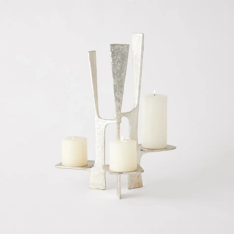 Triune Candleholder - Silver Leaf