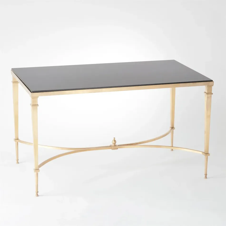 French Square Leg Cocktail Table Brass