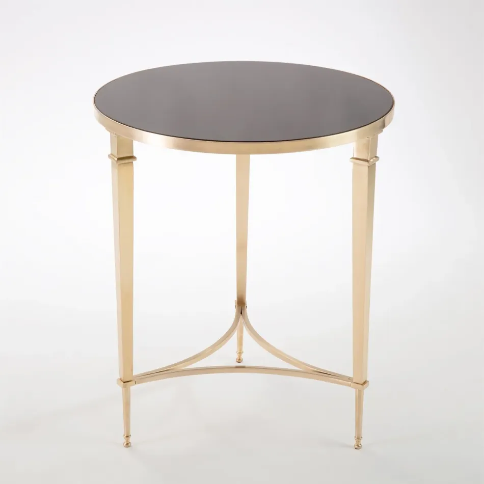 Round French Square Leg Table Brass