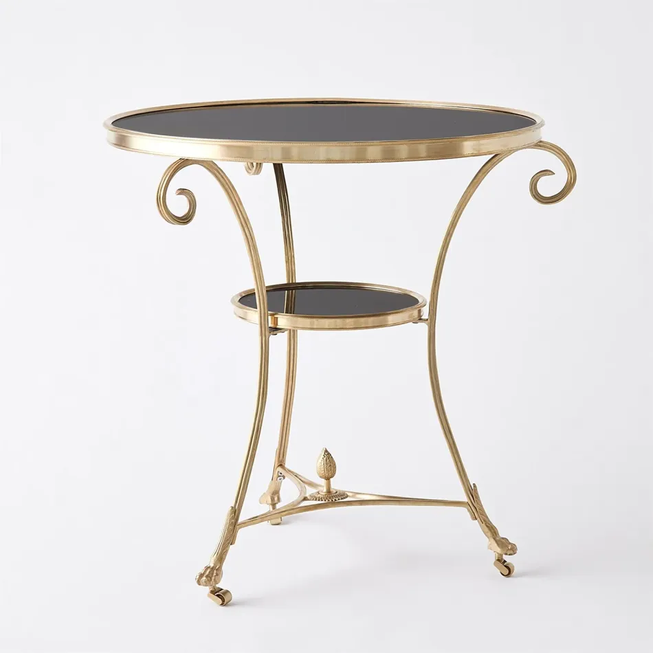 Gueridon Table Brass/Black Granite