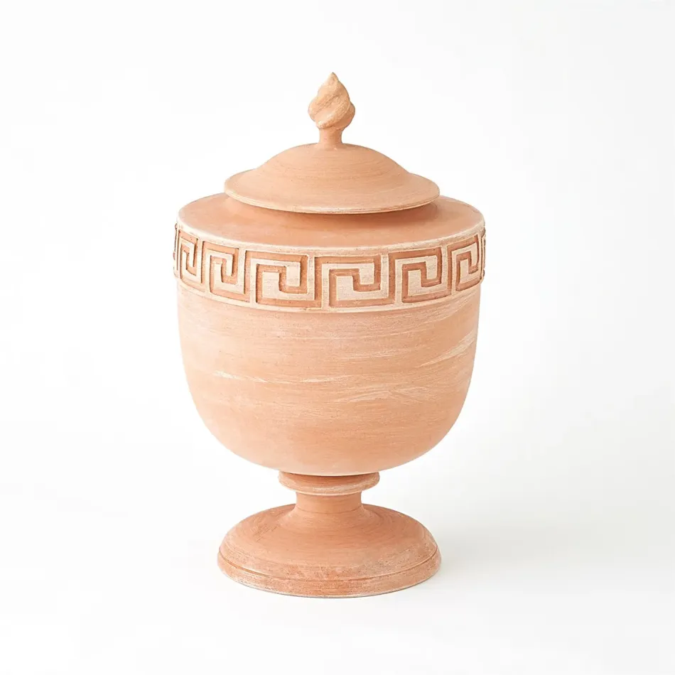 Villa Greek Key Urn Terracotta