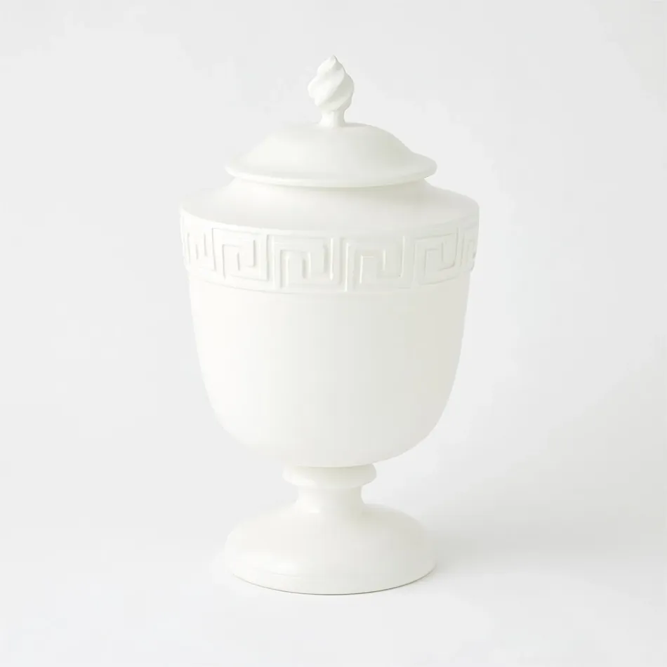 Villa Greek Key Urn Matte White