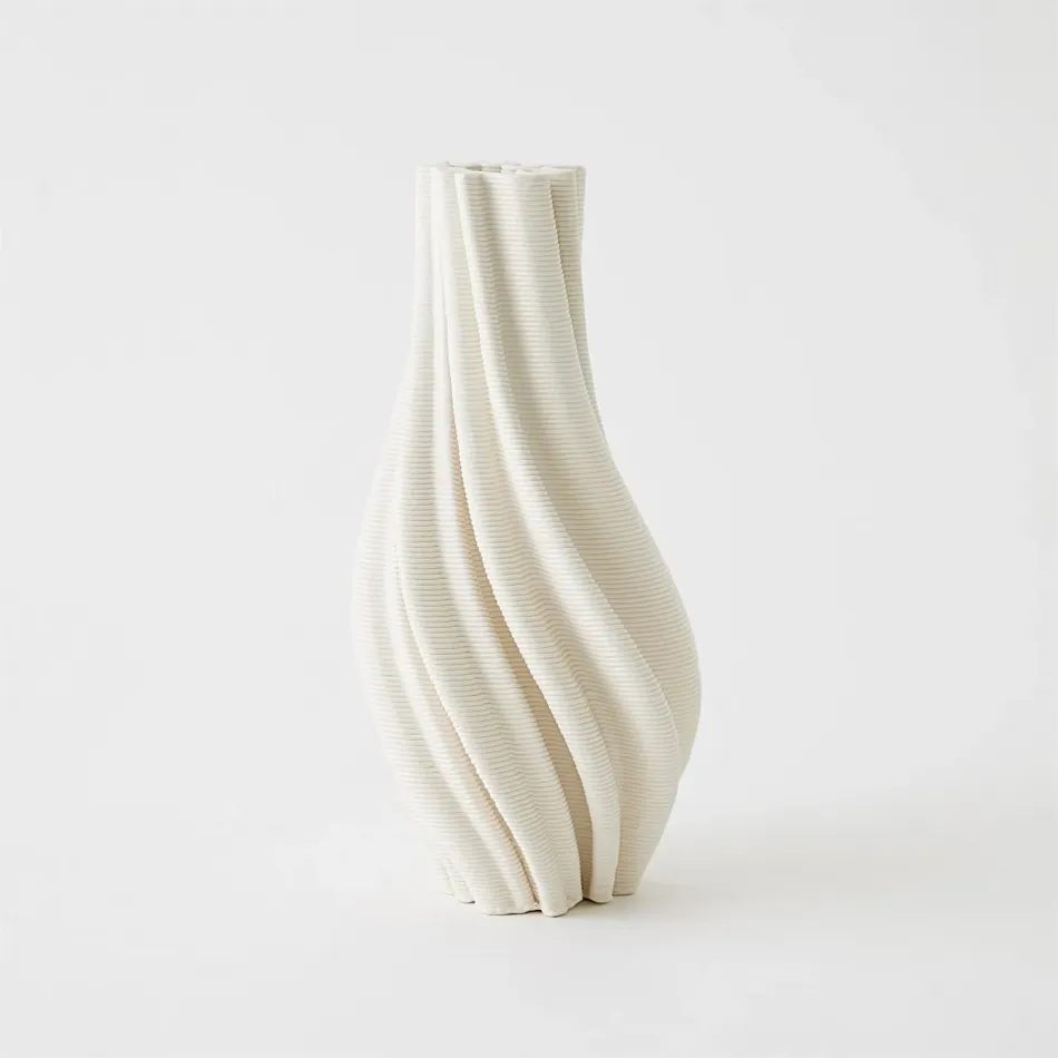 Twist Printed Vase Matte White Large