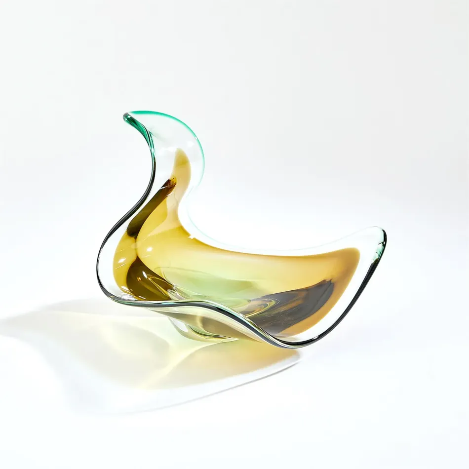 Wave Bowl Amber/Green