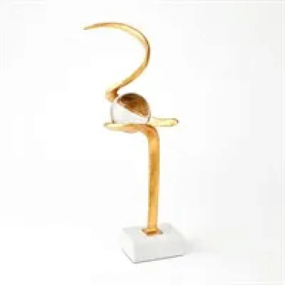 Captured Sphere Sculpture Gold Leaf