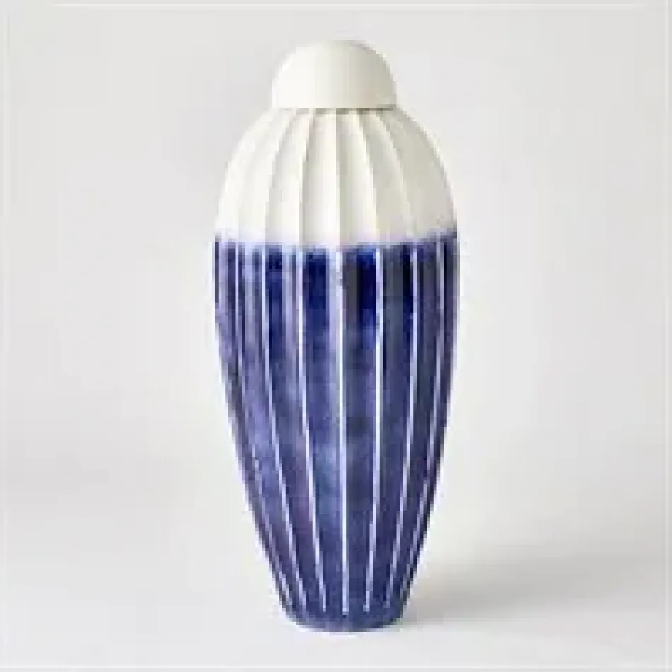Fluted Jar W/Lid Cobalt Large