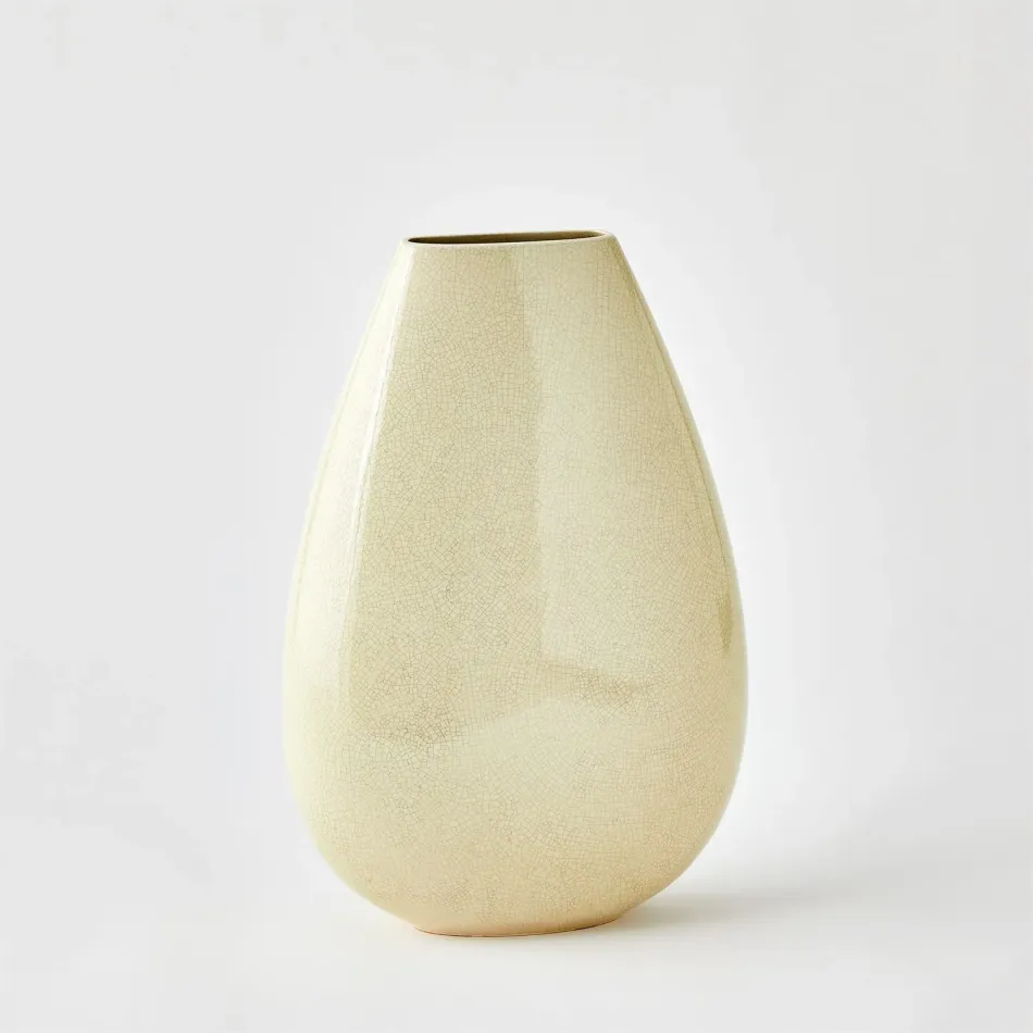 Giant Teardrop Vase Butter Crackle Small