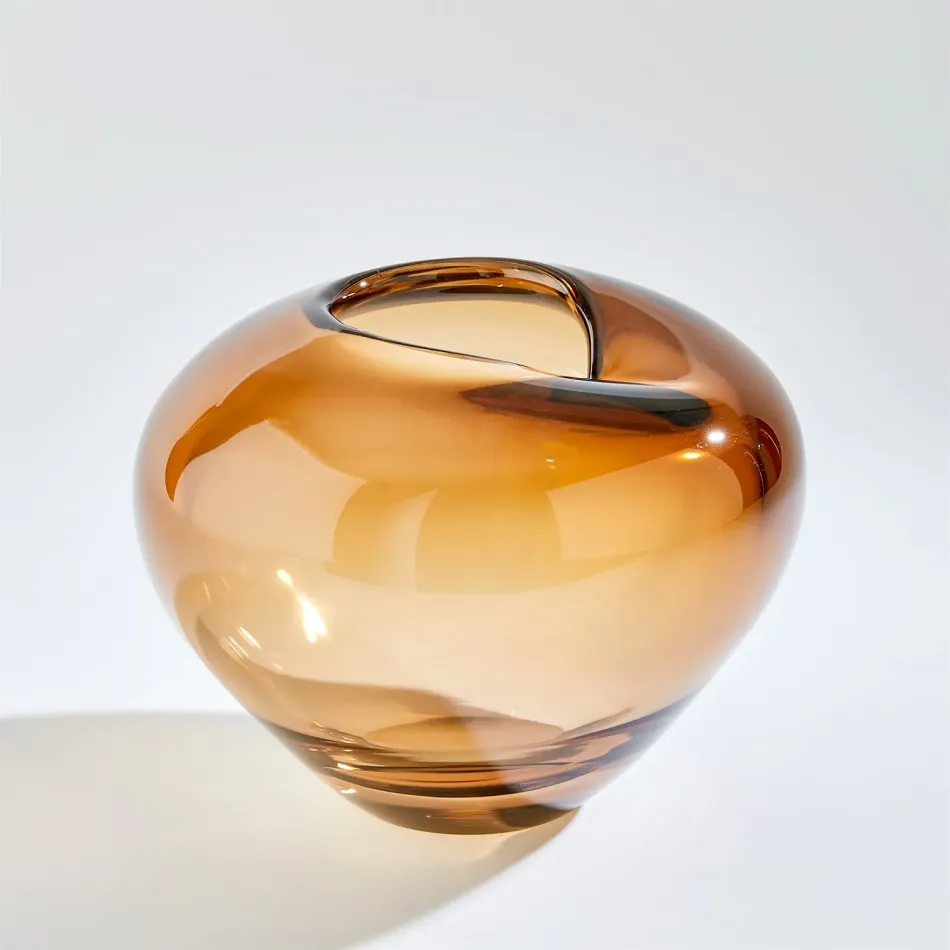 Undulating Vase Dark Amber Large