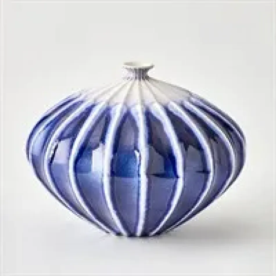 Furrow Vase Cobalt Wide
