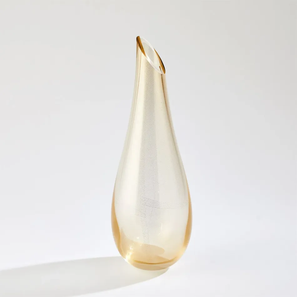 Tall Slant Vase Gold Leaf