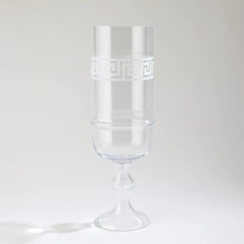 Etched Greek Key Vase/Hurricane Tall