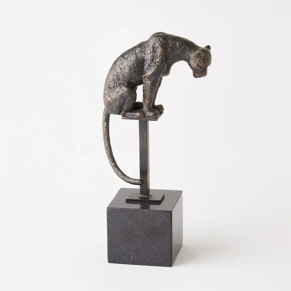 Perched Jaguar on Stand Bronze