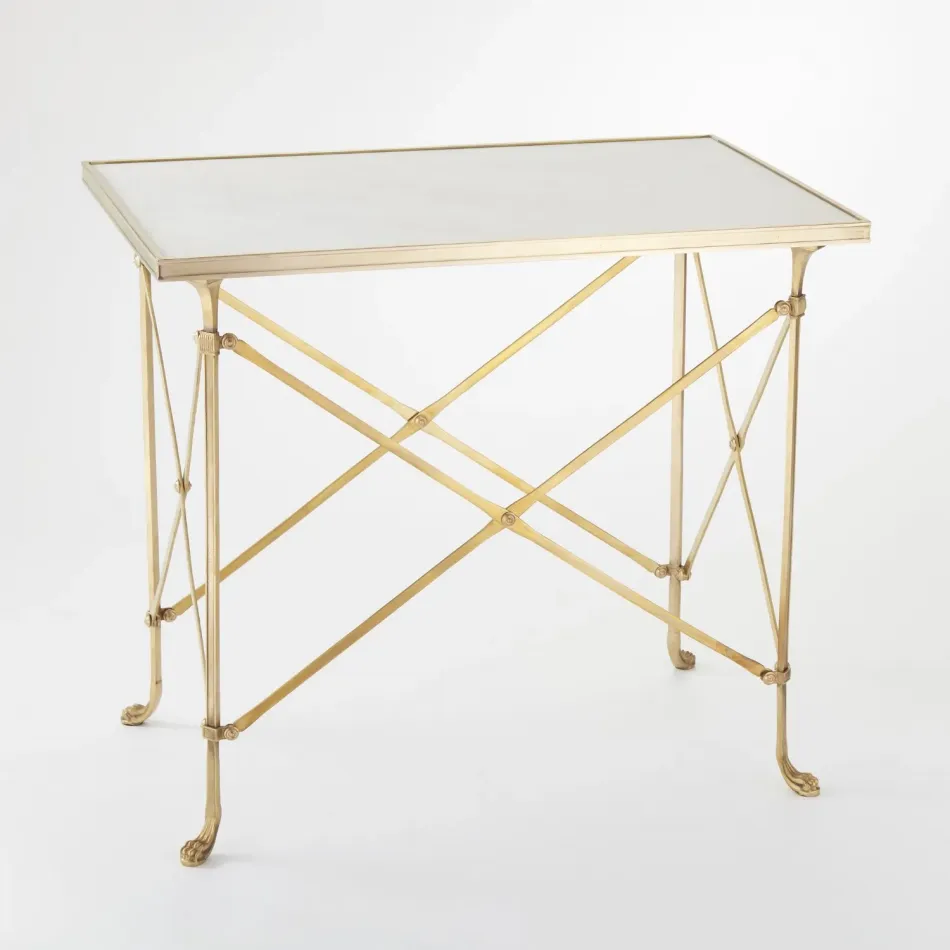 Rectangular Directoire Table Brass/Whit