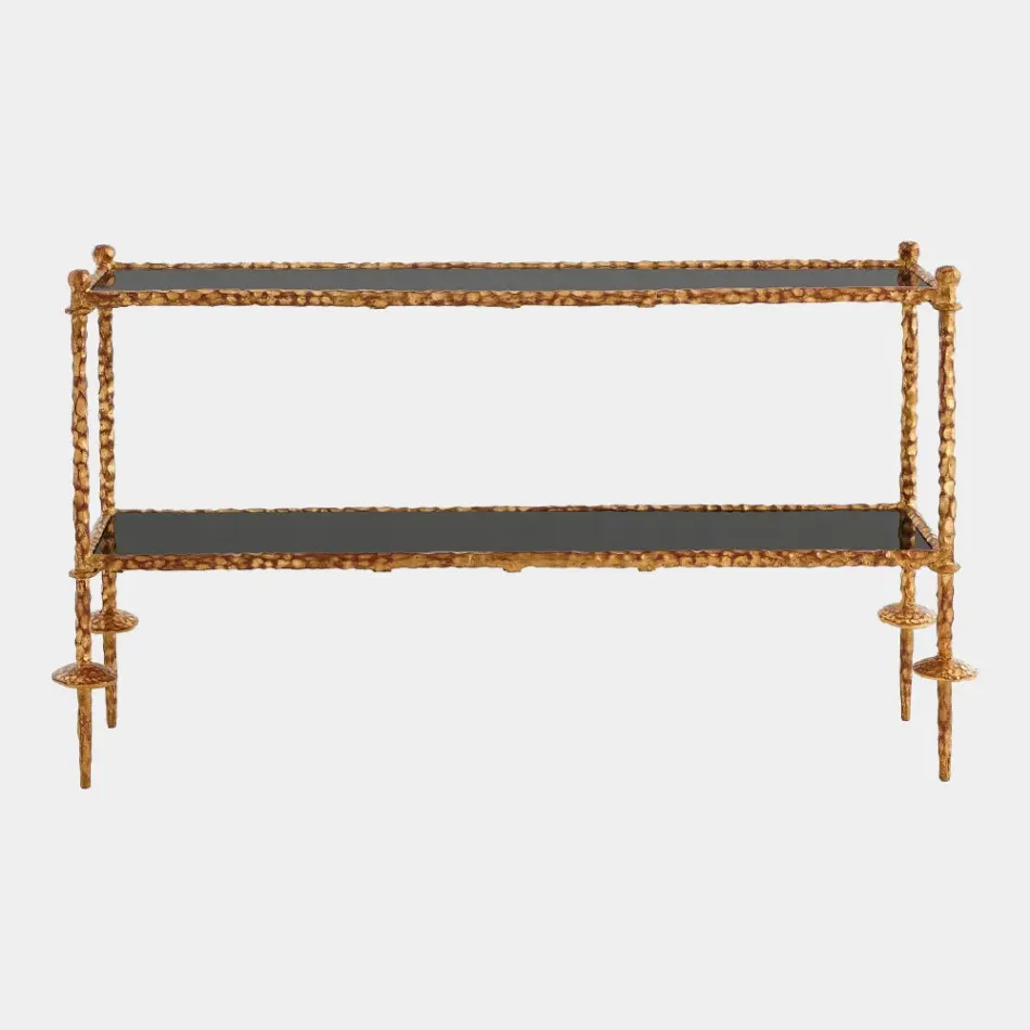 Othello Black Granite Gold Chiseled Console