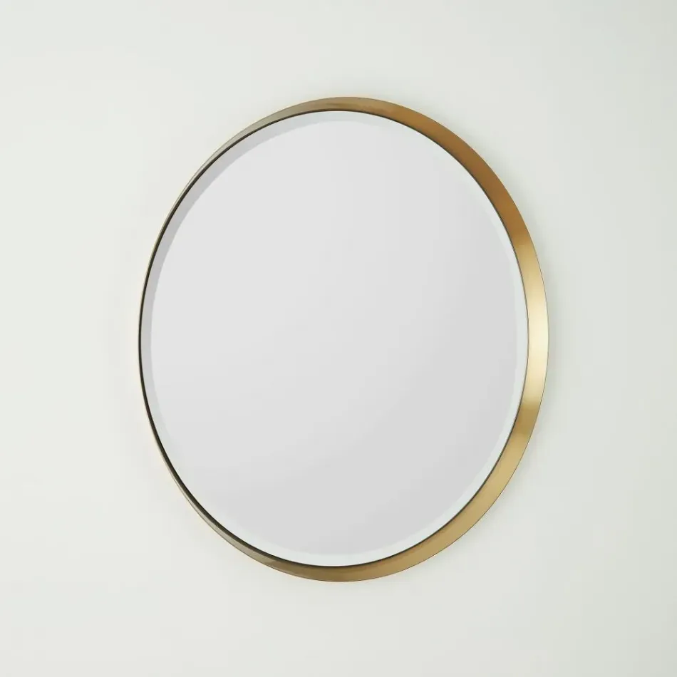 Hudson Brass Round Mirror 32"H x 32"W x 2"D