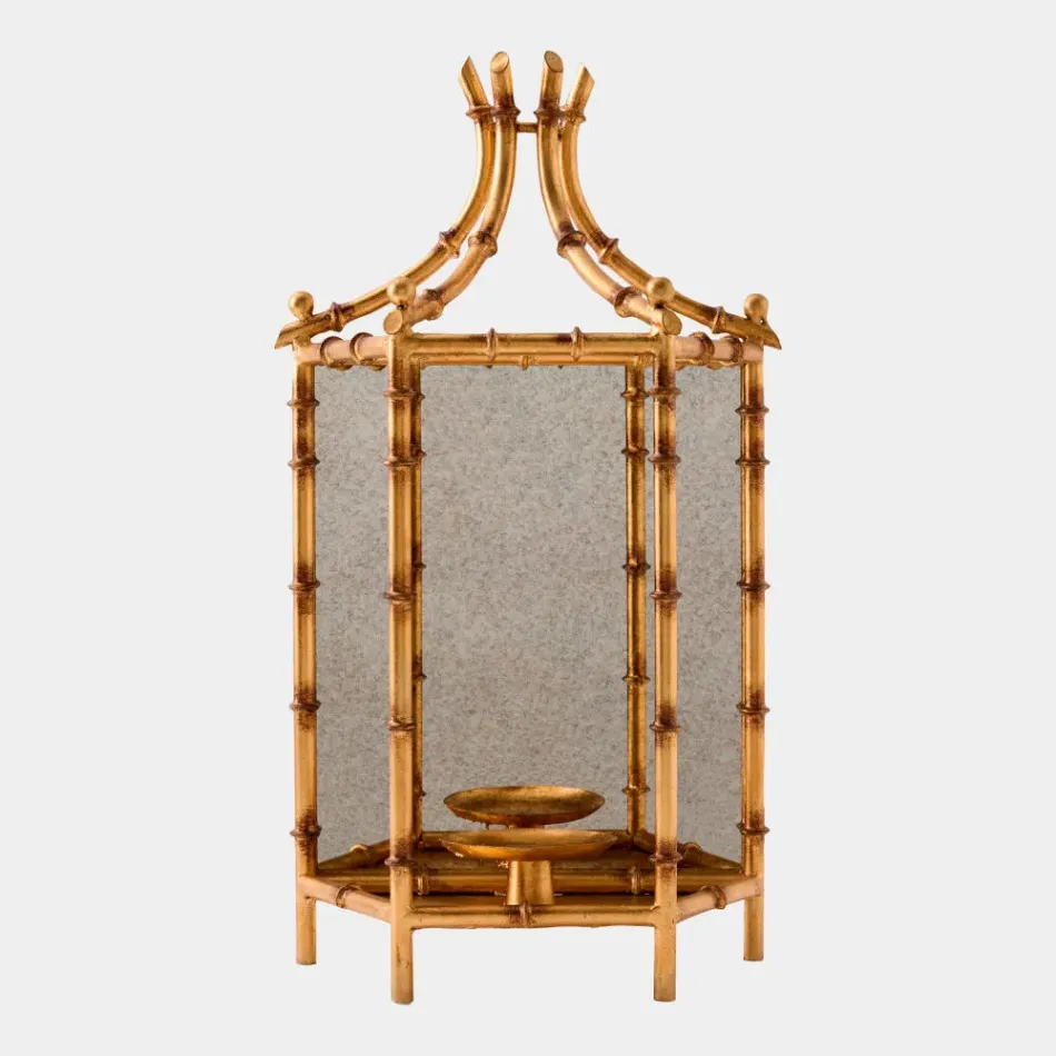 Bamboo Gold Leaf Wall Lantern