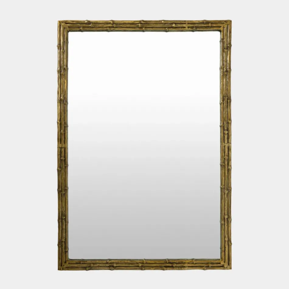 Bamboo Framed Gold Leaf Rectangular Mirror