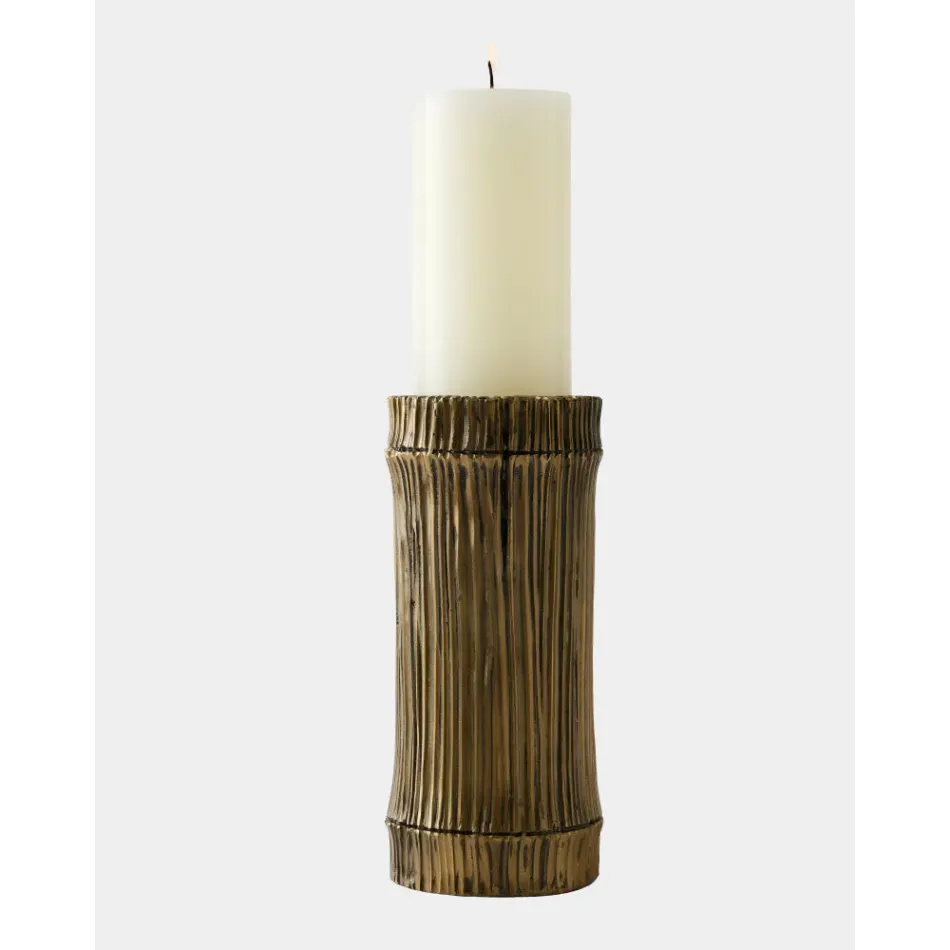 Bamboo Faux Brass Candle Holders
