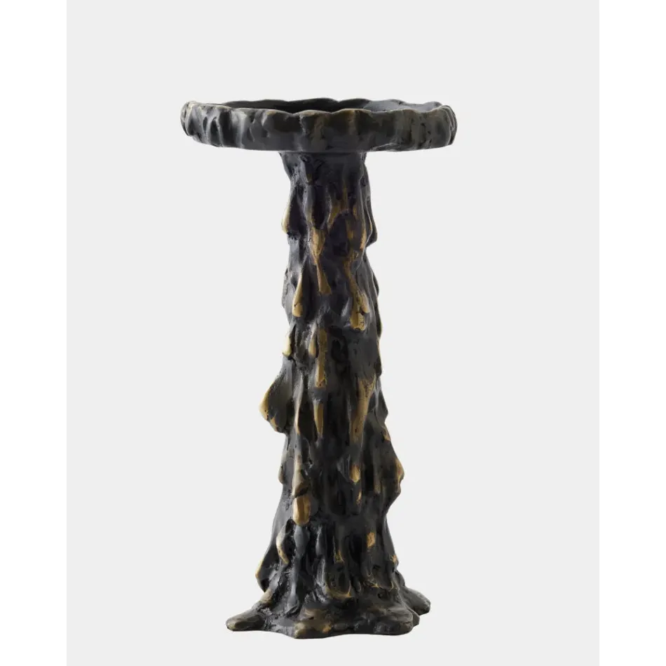 Melting Black Pillar Candle Holder Small