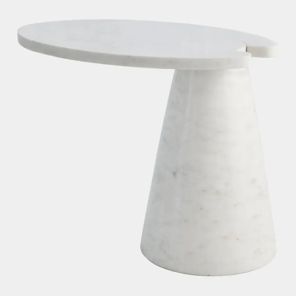 Sutter White Marble Cone Cantilever Table