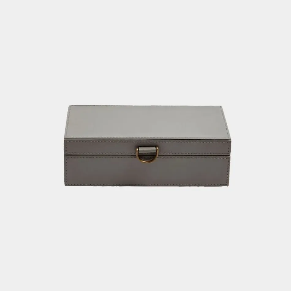 Edwin Dark Gray Marbled Leather D Ring Box