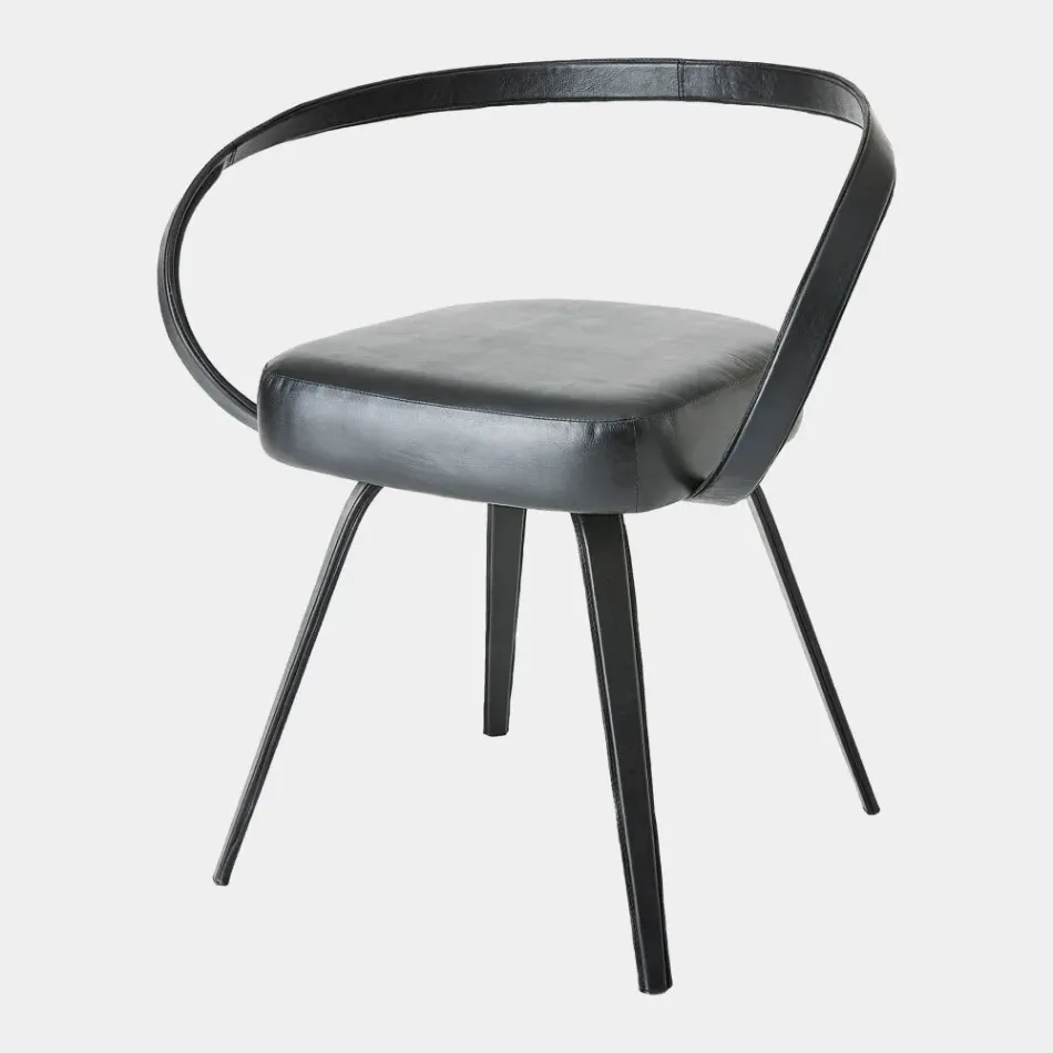 Pelle Black Curved Chair