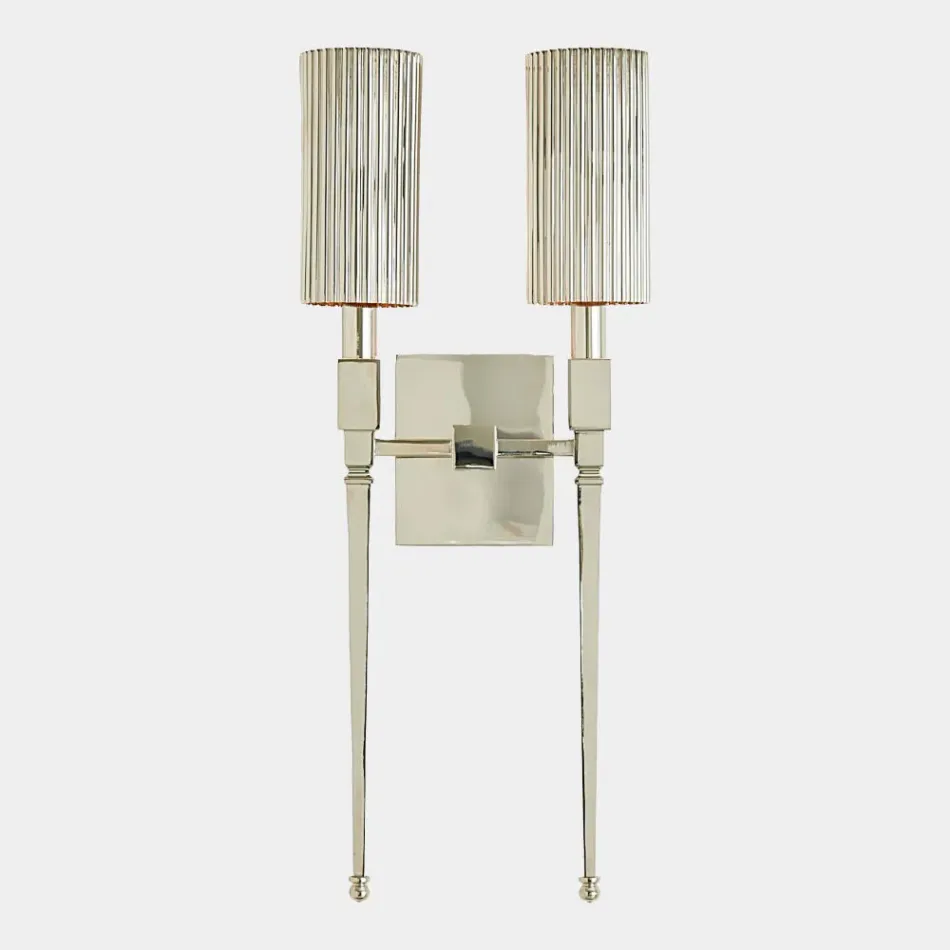 Golino Nickel Fluted Double Sconce