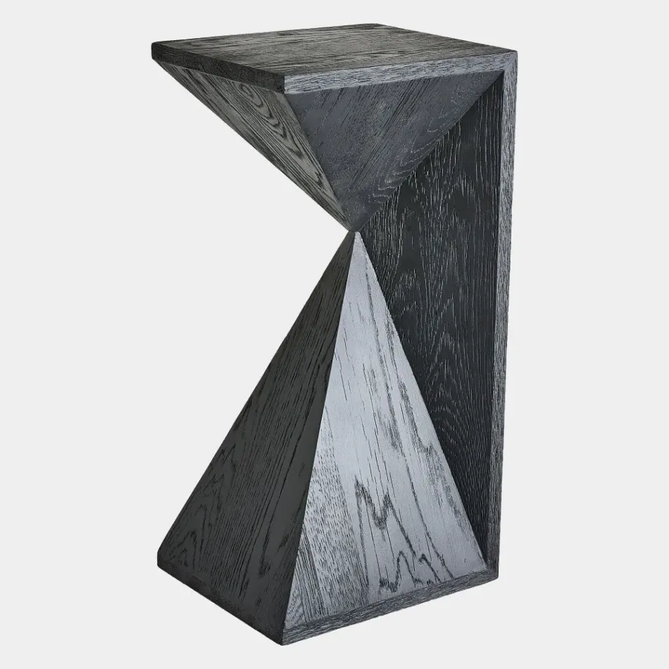 Asymmetrical Angle Blackened Side Table