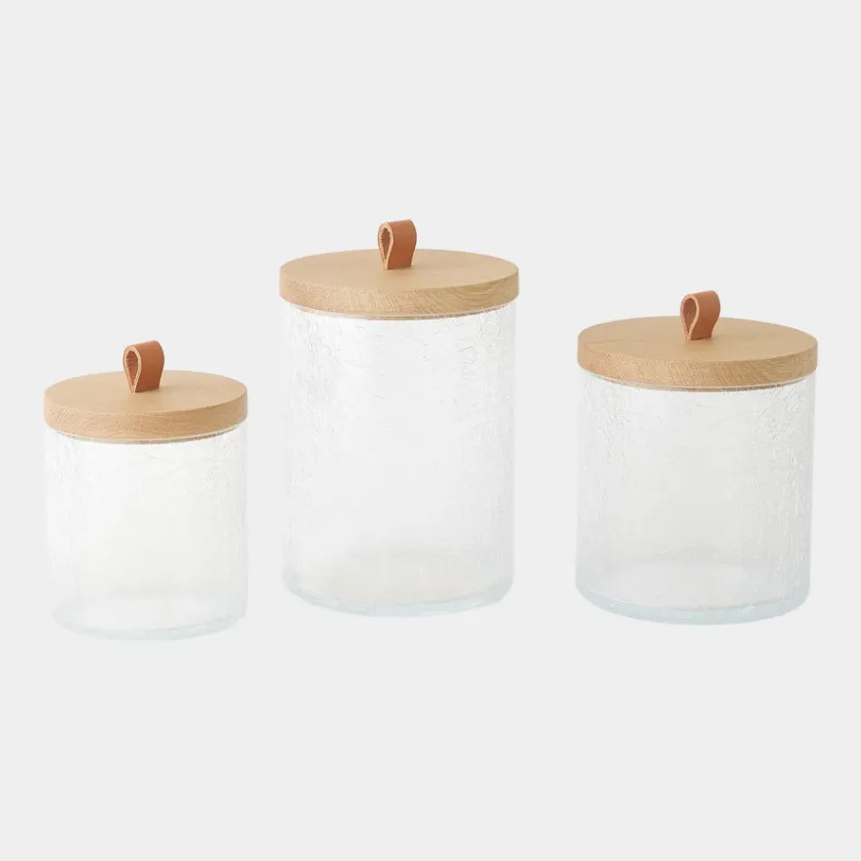 Tina Crackle Glass Canister with Lid