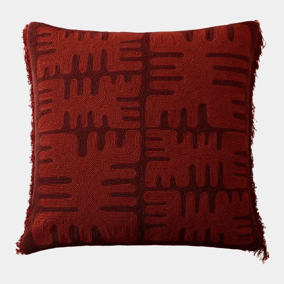 Duafe Rust Beaded Pillow