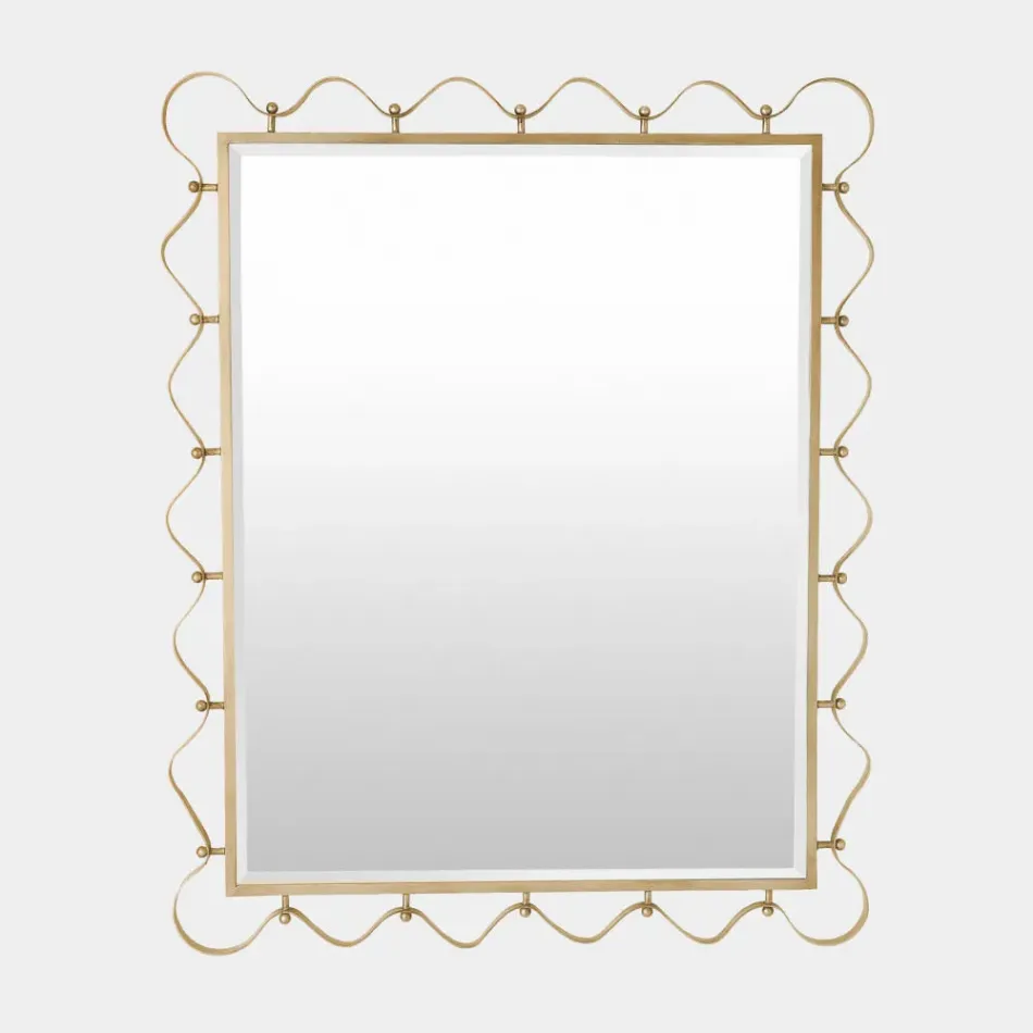 Les Vagues Brass Rectangular Mirror