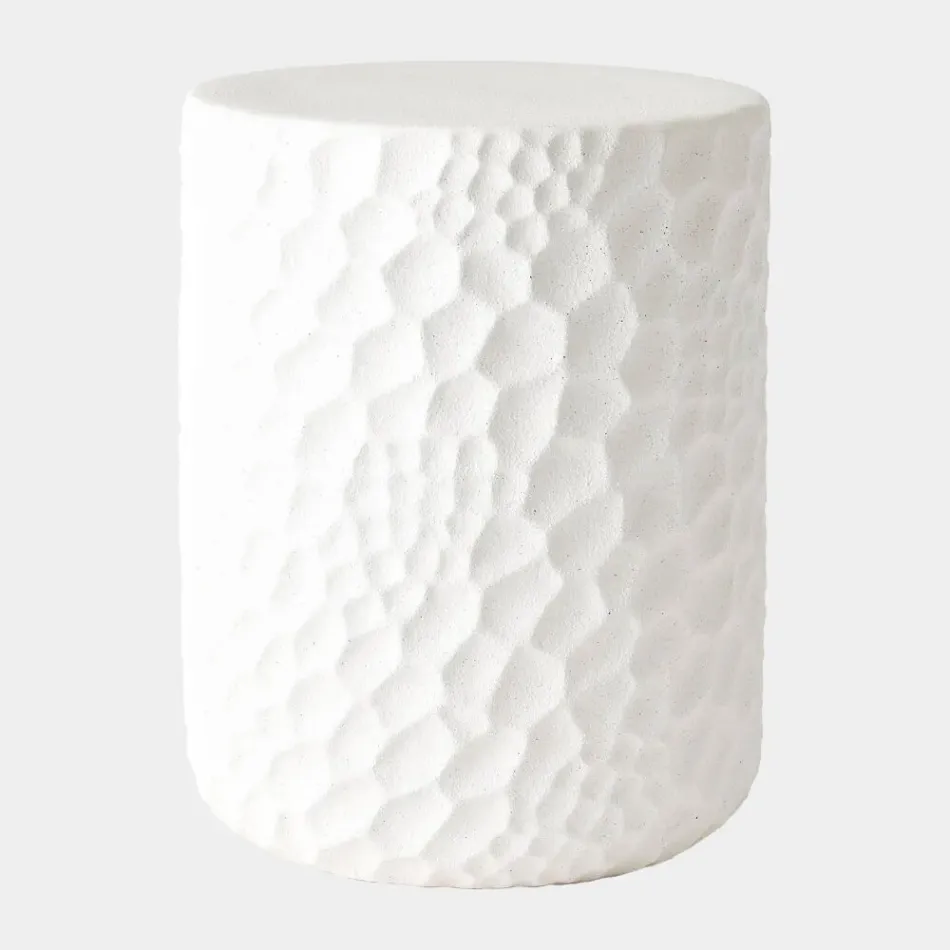 Brorie White Chiseled Garden Stool