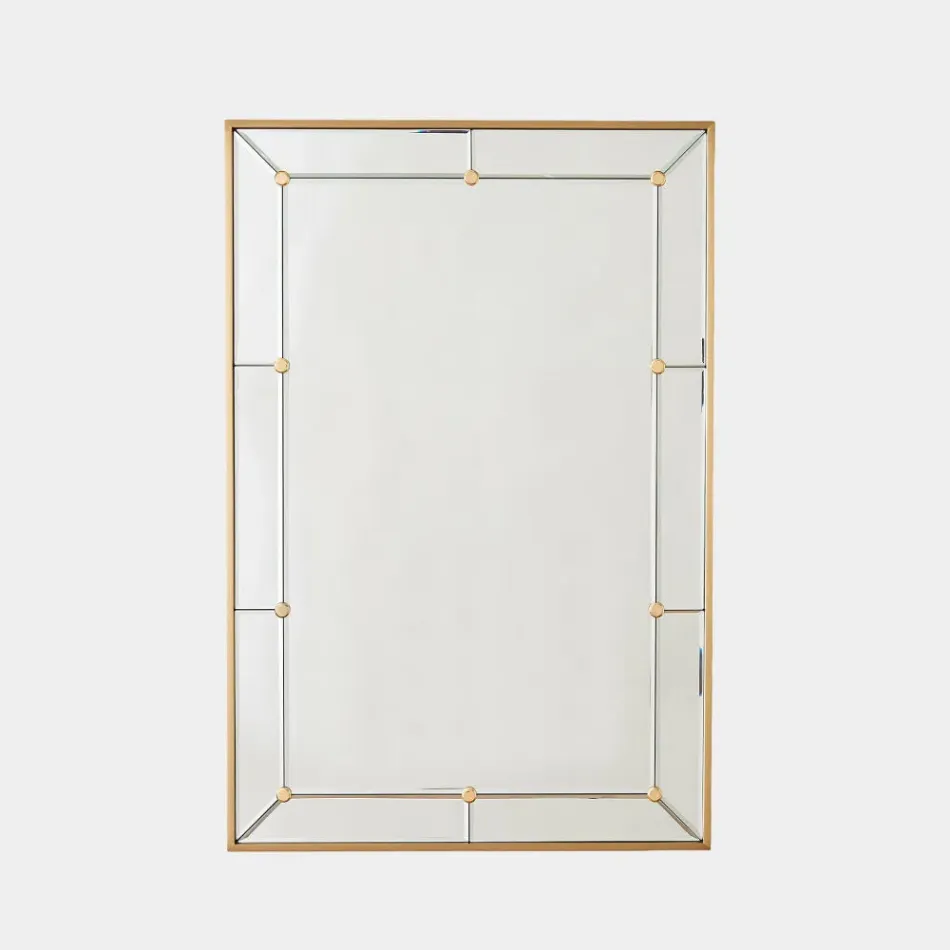 Claus Brushed Brass Stud Rectangular Mirror