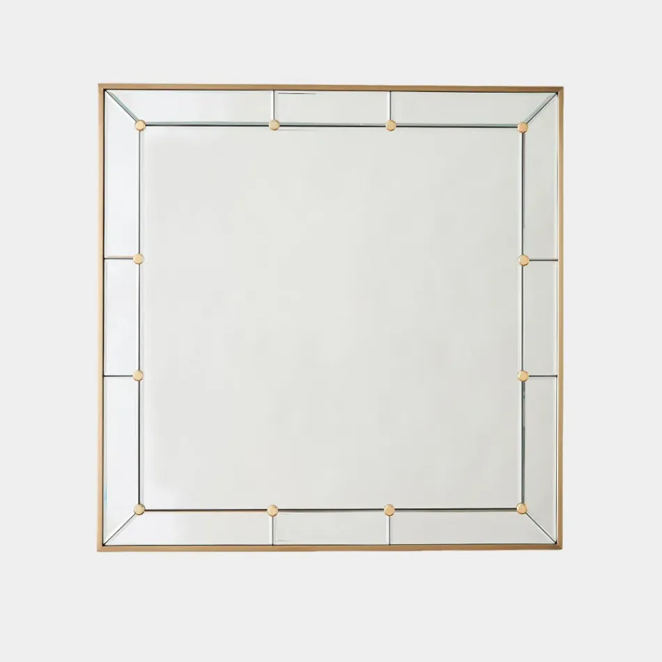 Claus Brushed Brass Stud Square Mirror