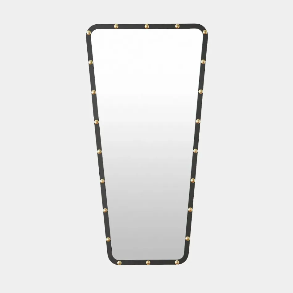 Fremmy Black with Brass Studs Irregular Mirror
