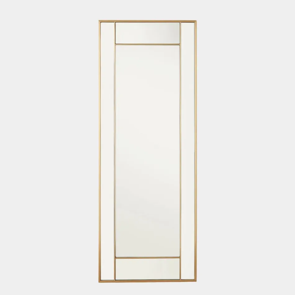 Block Framed Brass Rectangular Mirror