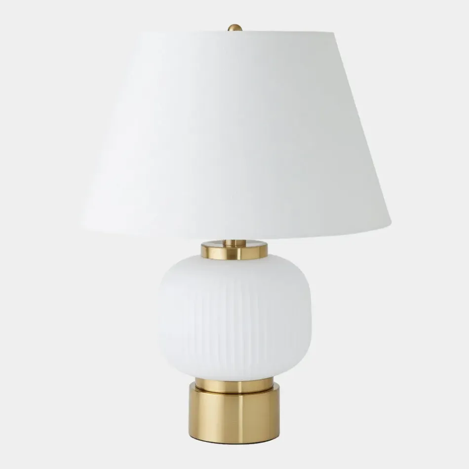 Global White/Brass Table Lamp