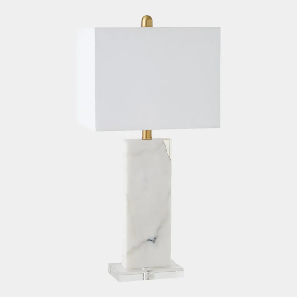 Stalwart White Marble/Crystal Table Lamp