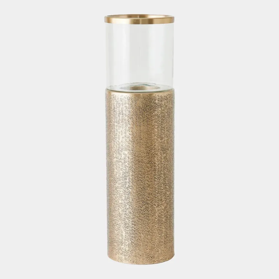 Banded Antique Brass Tall Based Hurricane