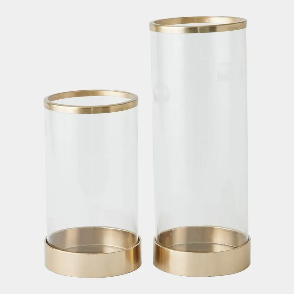 Banded Antique Brass Hurricane