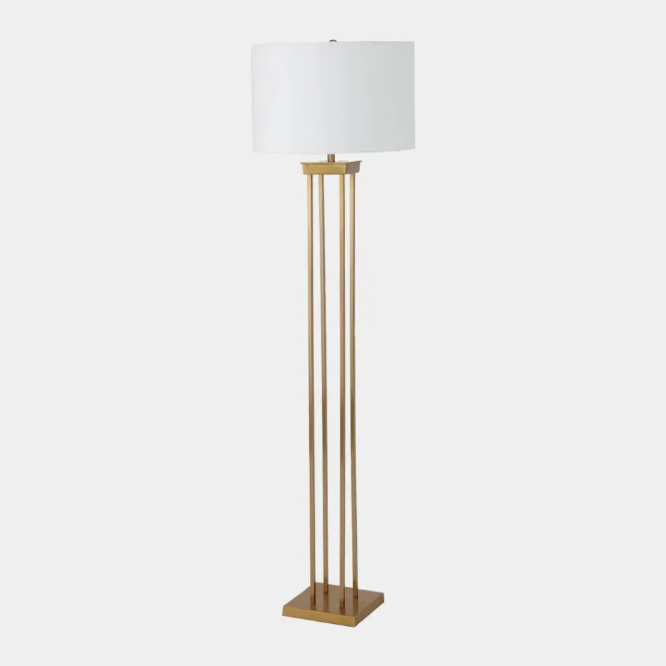 Four Pillar Satin Brass Floor Lamp