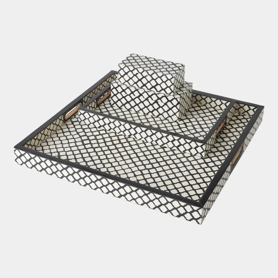 Moroccan Black/White Arabesque Tray